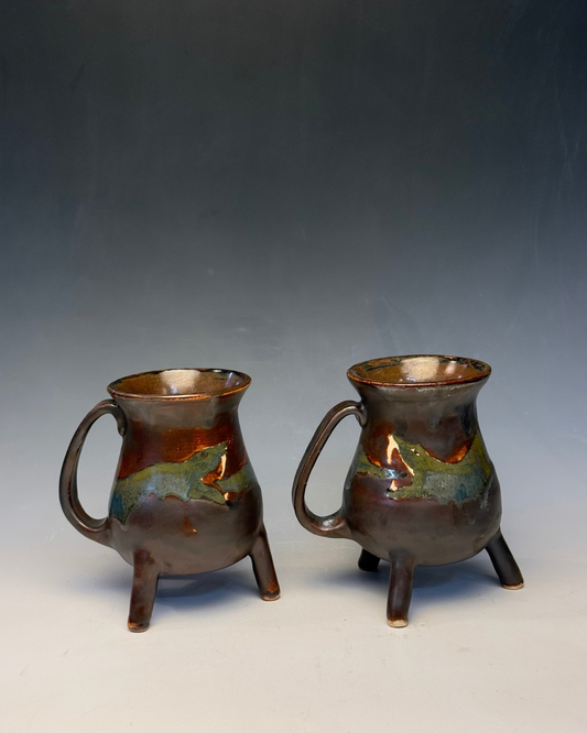 Green Serpent Cauldron Mug | Handmade Ceramic Snake Mug
