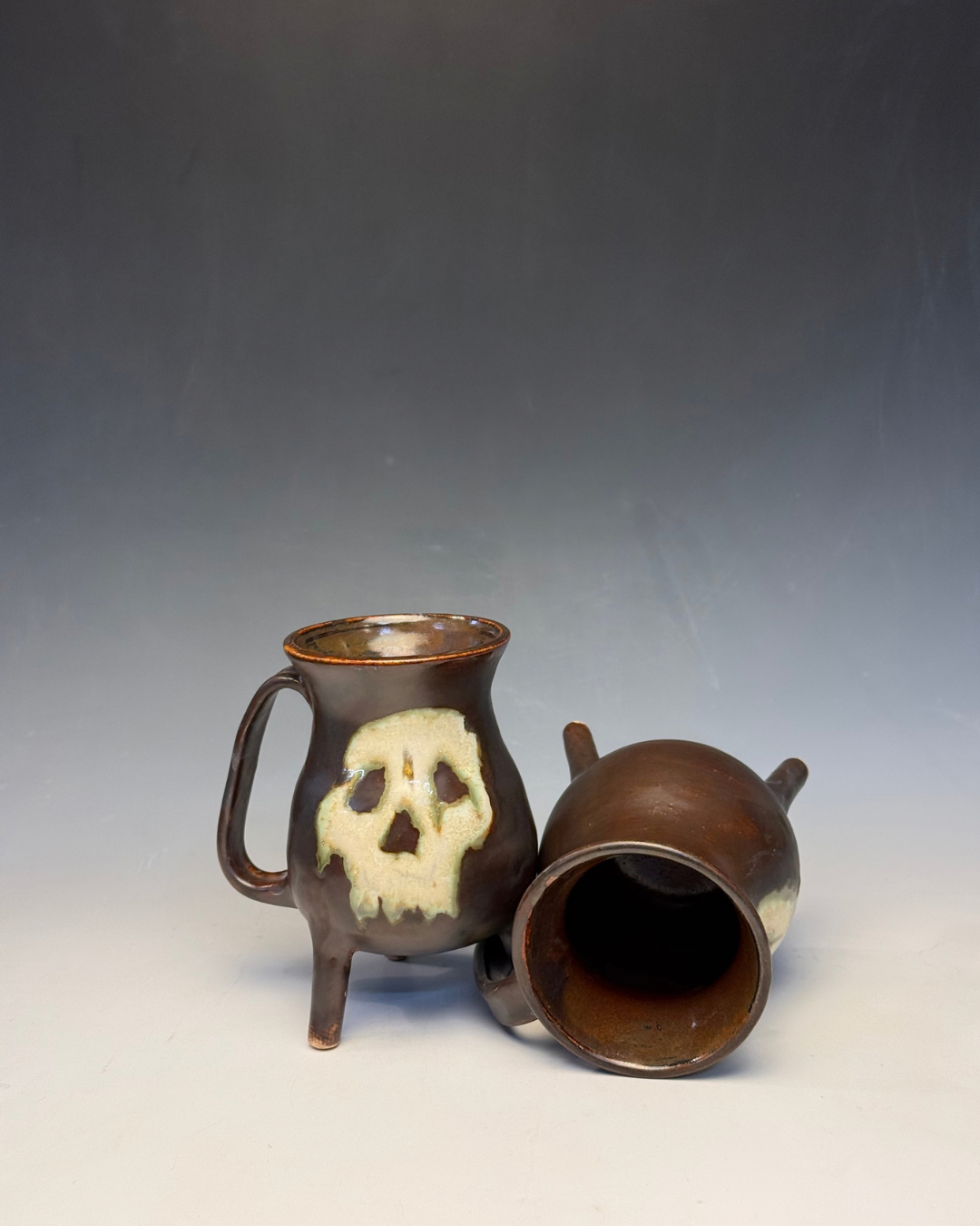 Memento Mori Cauldron Mug | Handmade Ceramic Skull Mug