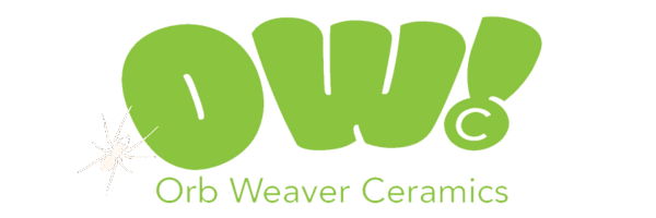 OW! that stands for Orb Weaver Ceramics with a spider on the left corner