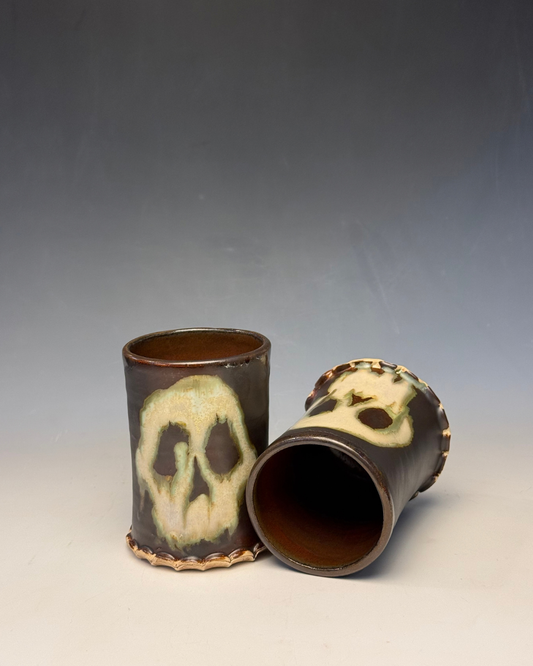 Memento Mori Skull Cup | Handmade Ceramic Gothic Tumbler