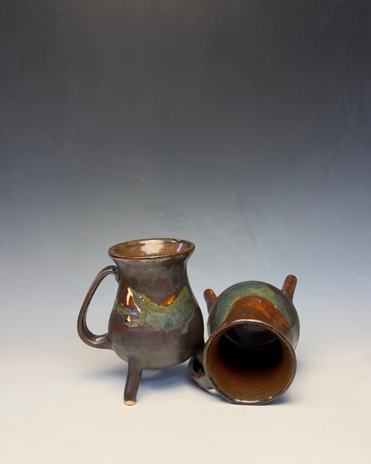 Green Serpent Cauldron Mug | Handmade Ceramic Snake Mug
