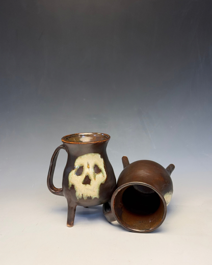 Memento Mori Cauldron Mug | Handmade Ceramic Skull Mug