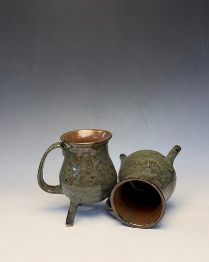 Moss Cauldron Mug | Handmade Ceramic Three-Legged Mug