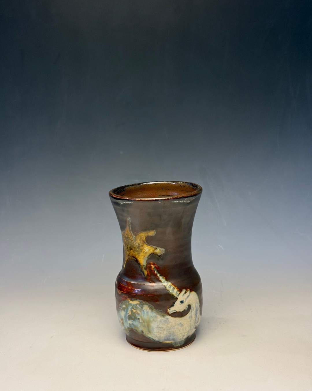 Horned Sea Serpent Vase | Handmade Glaze-Painted Ceramic Vase