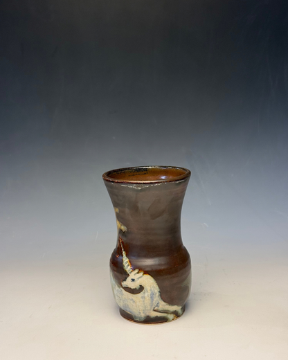 Horned Sea Serpent Vase | Handmade Glaze-Painted Ceramic Vase