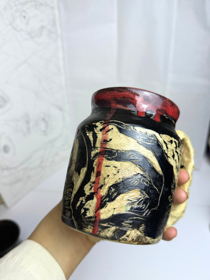 Krampus Stein - snow globe and hand